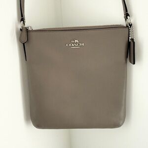 Coach Leather Crossbody in Grey with Silver Logo